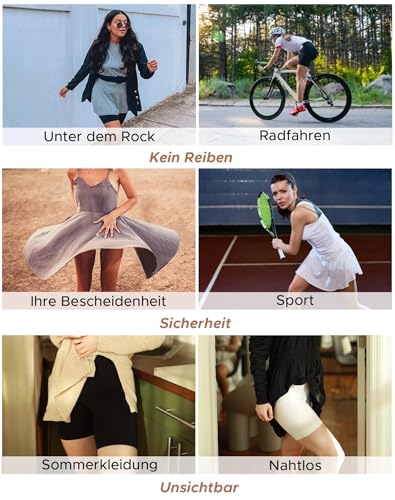 INNERSY Radlerhose Damen Kurze Leggings Anti Chafing Shorts Sommer Boxershorts Unterrock 3er Pack (S/38, Weiß/Hellgrau/Rosa)