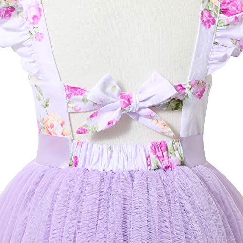 Flofallzique Girls Tulle Dress Summer Floral Wedding Birthday Easter Casual Toddler Tea Party Dresses3