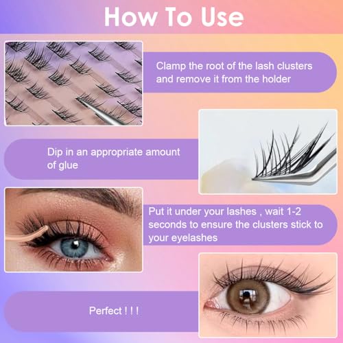 Image of MAYCREATE DIY Eyelash Extension Clusters, 60pcs Individual Lash Clusters Natural Wispy Volume Lashes for At Home Lash Extension Kit