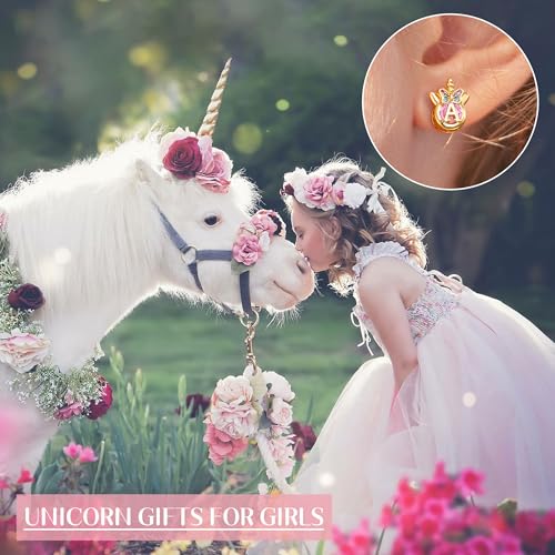 Pendientes de unicornio antiarrugas e irritación para niñas 2