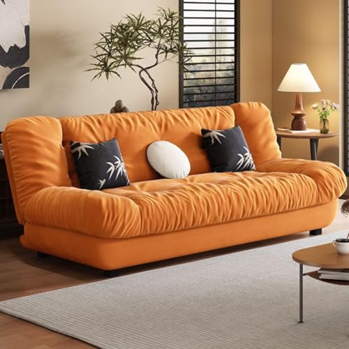 WEIDPHL Sofá Cama Futón, Sofá De Dos Plazas Y Sofá Cama, Sofá De Dos Plazas Sin Brazos, Sofá Cama Convertible, Sofá Cama para Oficina En Casa, Apartamento, Siesta,Naranja
