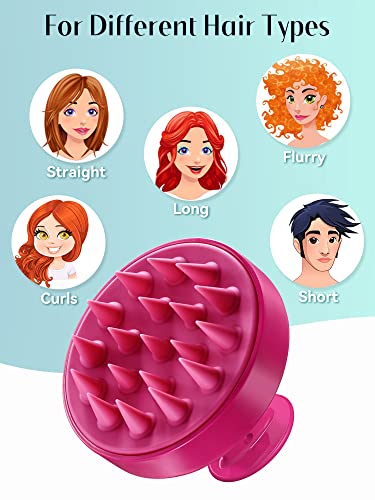 Image of HEETA Scalp Massager Hair Growth, Soft Silicone Scalp Scrubber Shampoo Brush for Exfoliation, Dandruff Removal Head Massage Stress Relax, Wet & Dry Use for Thick Thin Curly Hair Care, Red