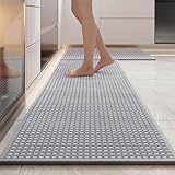 43x150cm Küchenteppiche Teppich Küche Küchenläufer Waschbar Rutschfest Gewebte Küchenteppich mit Gummi, Flurläufer Teppichläufer Teppich Läufer Flur Rutschfest Küchenmatte für Küchen Eingang (Grau)