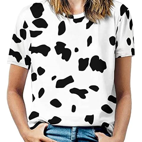 Bagea-Ka Dalmatian Dog Print Womens Graphic Printed T-Shirt Short Sleeve Casual Tees Tops M Cover