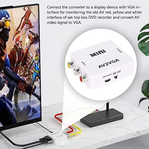 Image of NEXSA RCA AV to VGA Audio Video Converter with USB Cable | Bridges older RCA video devices to computer monitors. Delivers crisp 1080p output quality with advanced image denoising
