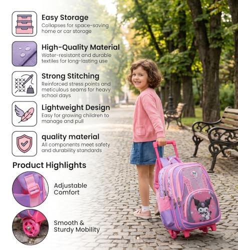 Image of ADSON 3D Embossed School Trolley Bag Large School Bag for Boy Girl, Kids School Bag, Travel Backpack for Girl Boy, Ideal for Children Trolley 16 Inch Water Resistant