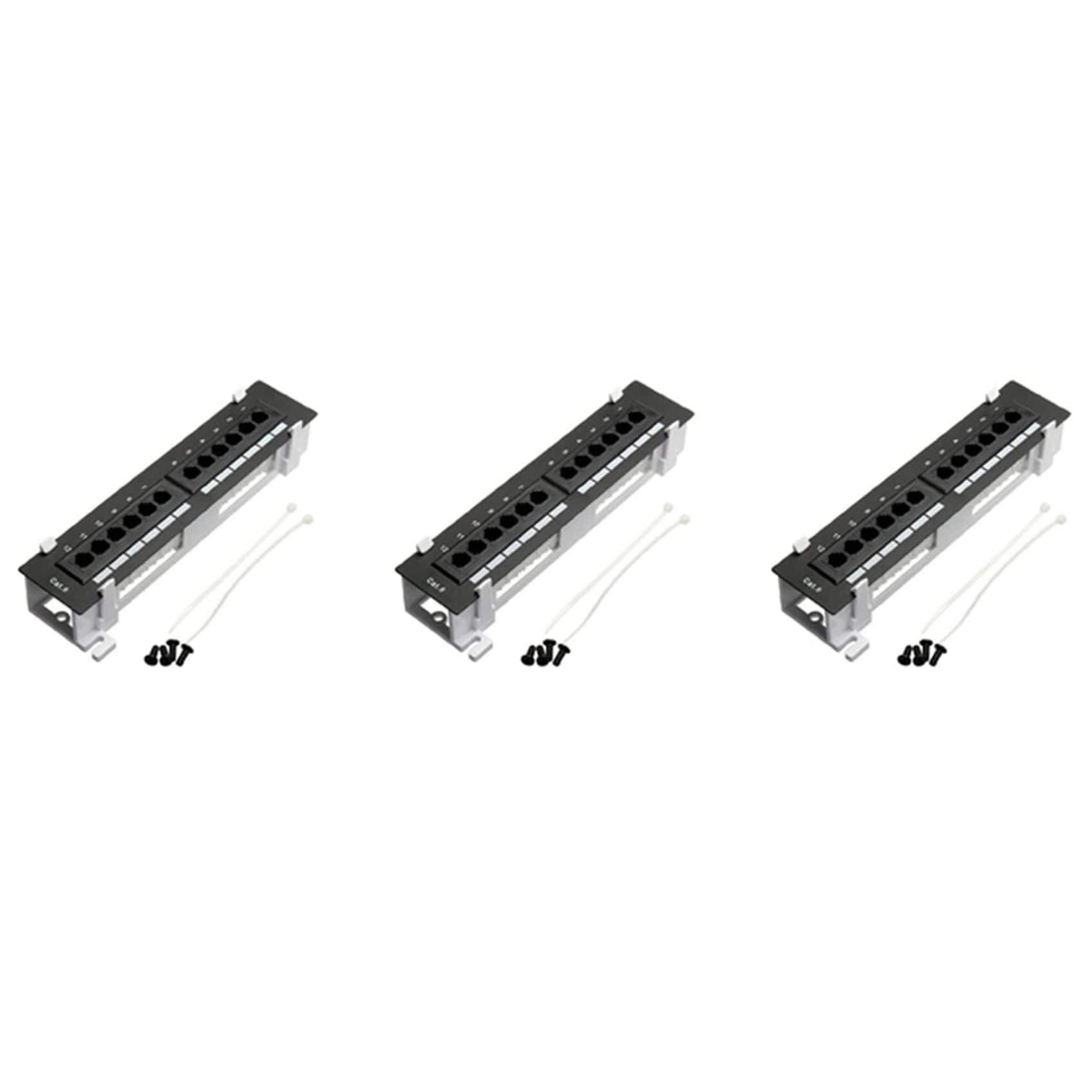 3X D'Outils Réseau 12 Ports CAT6 Panneau de Raccordement RJ45 La Mise en Réseau Le Support Mural avec Support de Fixation Murale