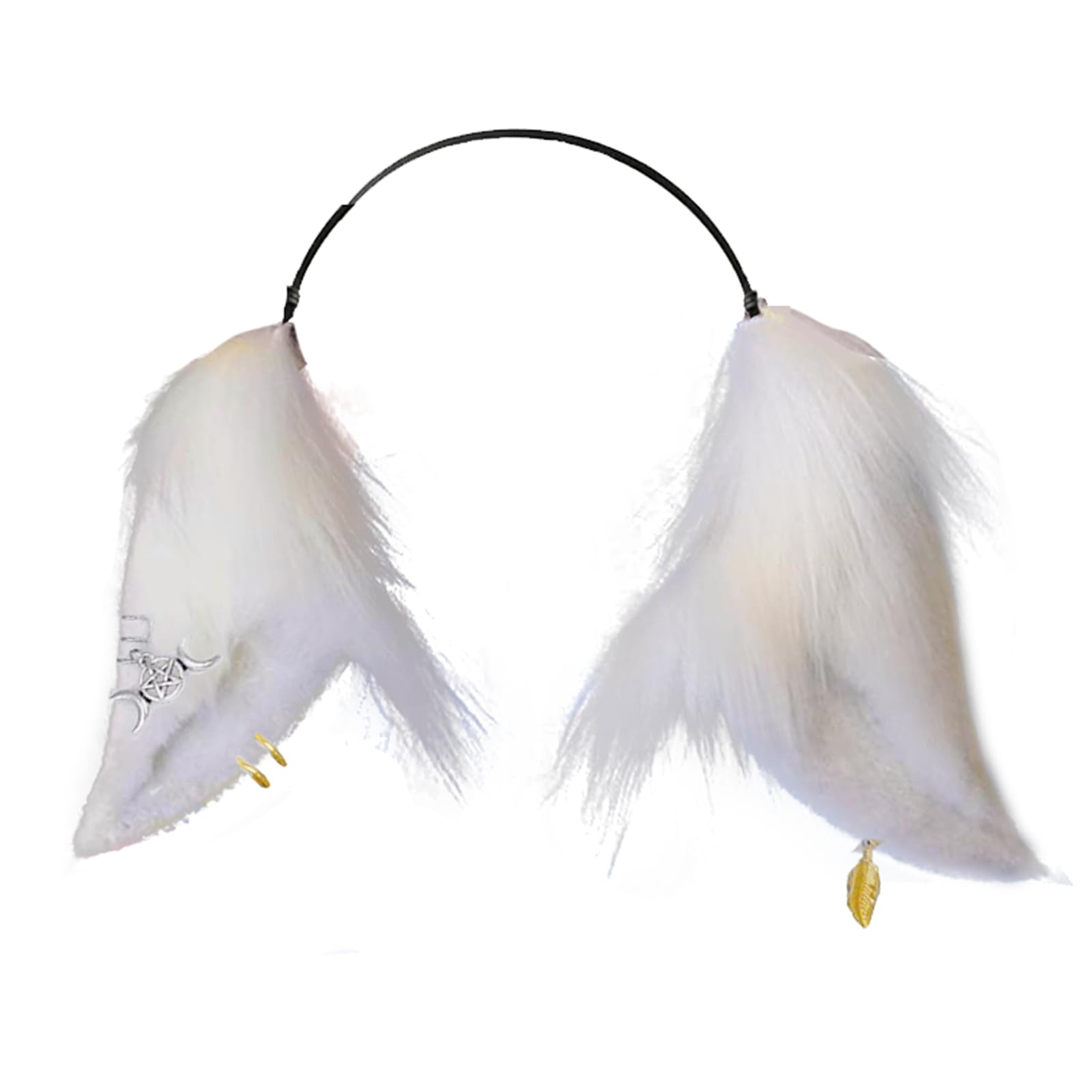 Mxdreoil Rabbit Ears Headband - Long Furry Bunny Ears (S White)