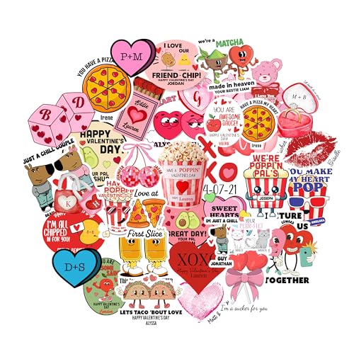 Personalized Valentine’s Day Treat Stickers – Cute Custom Labels for Applesauce, Chips, Cookies, Popcorn – Classroom Exchange Gift Tags for Kids, Friends – Add Name, Fun Puns