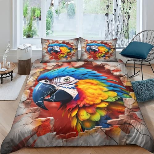 Parure de lit perroquet 100% microfibre 3D haute densité double - 2