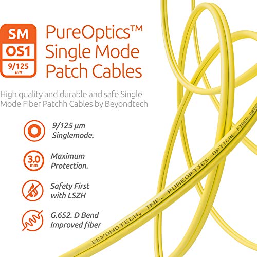 Image of BEYONDTECH 2m (6.56ft) LC to ST Fiber Patch Cable - (2 Pack) UPC Single-Mode Duplex Fiber Optic Cable - 9 /125m core, Compatible with OS1 & OS2 - LSZH PUREOptics Series