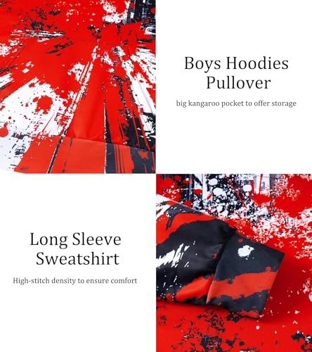 Image of Belovecol Boys Hoodies 3D Printed Hooded Sweatshirts with Pocket for 6-16Y | Pullover Hooded Style Pattern All-over Printed Long Sleeve Non-Fleece Soft Lightweight Tops for Kids