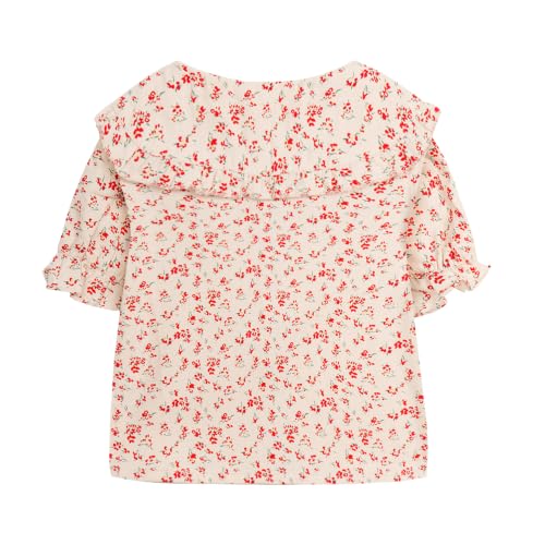 Image of Mud Kingdom Little Girls Peter Pan Collar Blouse Cotton Short Sleeve Button Up