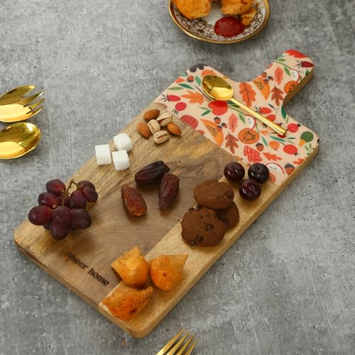 Image of Handcrafted Serving Platter-Fruit Valley Pattern, Perfect for Serving Cheese, Desserts, Dhokla, Pastries, Snacks(17x7.5Inches)