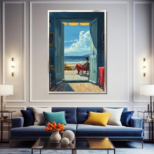 Décoration murale maison mer tableau sur toile 50x75 cm