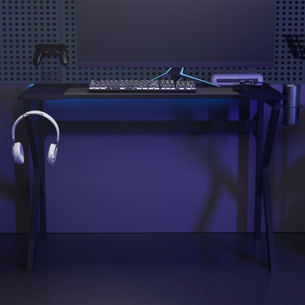 Escritorio para videojuegos con estructura en K negro y rojo, 110 x 60 x 75