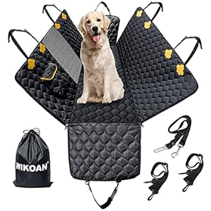 Dog Car Seat Cover Waterproof WIKOAN Dog hammock for Car With Mesh Visual Window,Dog Seat Covers for Cars Back Seats…