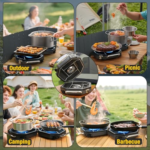 2 Burner Camping Stove, 20,000 BTU Propane Camp Stove with Wiandscreen - Image 6