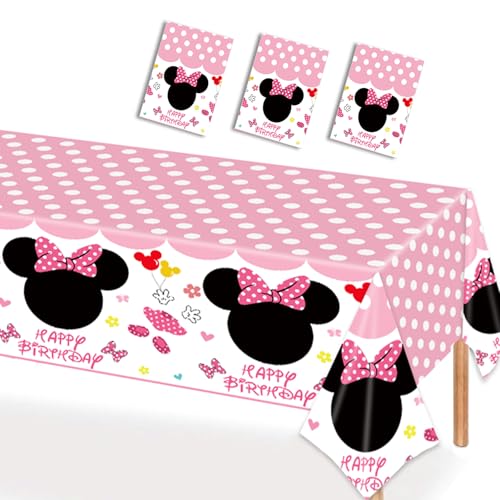 3Pcs Pink Mouse Tablecloth Disposable Table Cover Party Decoration Supplies