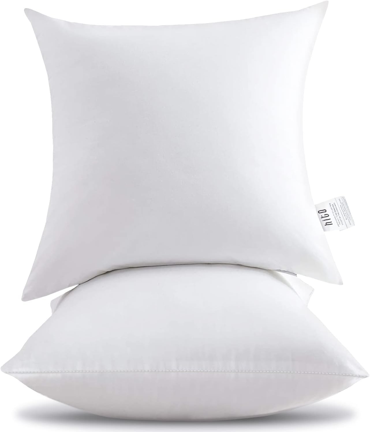 HITO 18x18 Pillow Inserts Set of 2 - Down Alternative 100 Cotton Cover Decorative Square Throw Pillows White