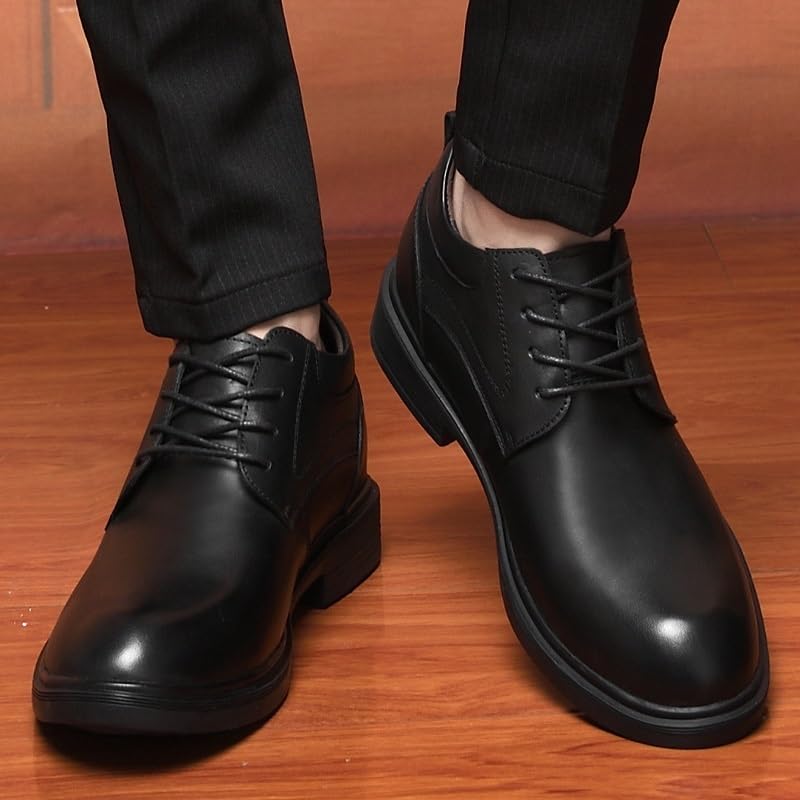 Fashion Dress Shoes for Men PU Leather Lace Up Wingtip Office Anti Slip Rubber Sole Slip Resistant Block Heel Shoes4