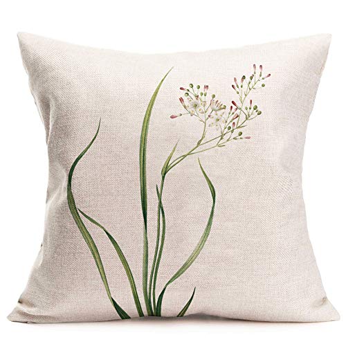Royalours Throw Pillow Covers Green Leaf Floral Decorative Throw Pillow Case Cushion Cover Cotton Linen Pillowcase For Home Sofa Car 18 X 18 Inches Set Of 4 (Fresh Floral) #TOP3