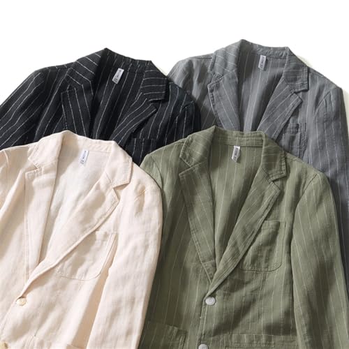 Men's Blazer Linen Striped Suit Jacket Loose Lightweight Sport Coats Stylish Daily Suits2
