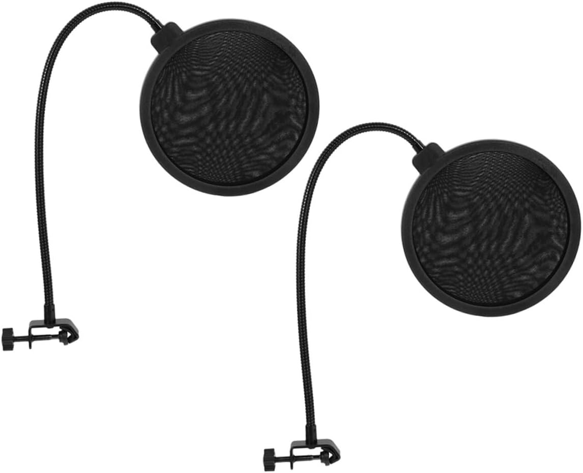 Milisten 2pcs Microphone Pop Filter Shield Dual-layer Windscreen Cover Clip for Handheld Microphones Protects from Saliva and Noise Easy to Install Suitable for Recording and Gaming