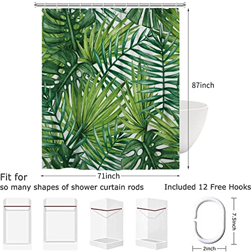 Rideau de douche imperméable et lavable motif jungle vert