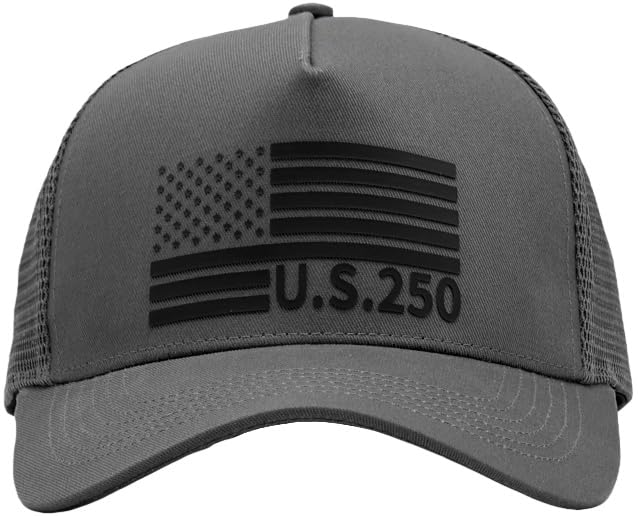 Image of USA Flag Snapback Hat Fits One Size&XXL /3XL - Mens Mesh Trucker Ball Hats - US 250th Anniversary Veterans Memorial Day Gifts