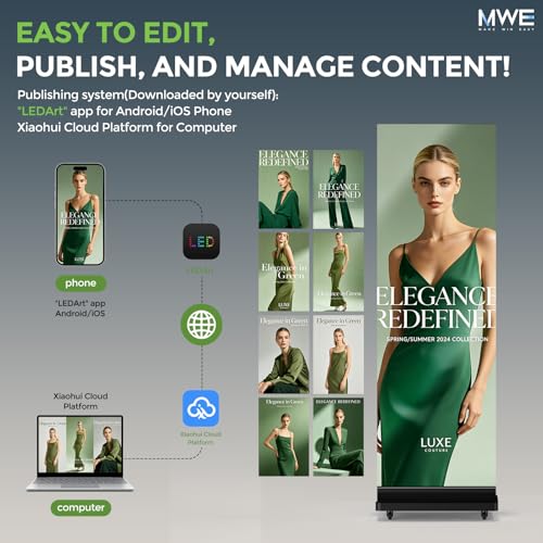 Image of MWE 90 Inch Tri-Fold LED Poster Screen with Flight Case, P1.86 Dual-Sided LED Digital Signage Display, Spliceable Advertising Display Kiosk with Publishing System, Video Wall for Events and Rentals