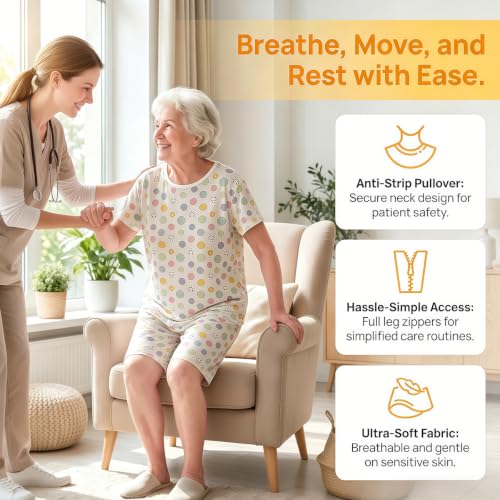 Image of Unisex Anti-Strip Adaptive Jumpsuit with Back-Zipper,One-piece Short-sleeved Trousers,Suitable for Seniors,Dementia Patient,Alzheimer's Patients,Incontinence Care