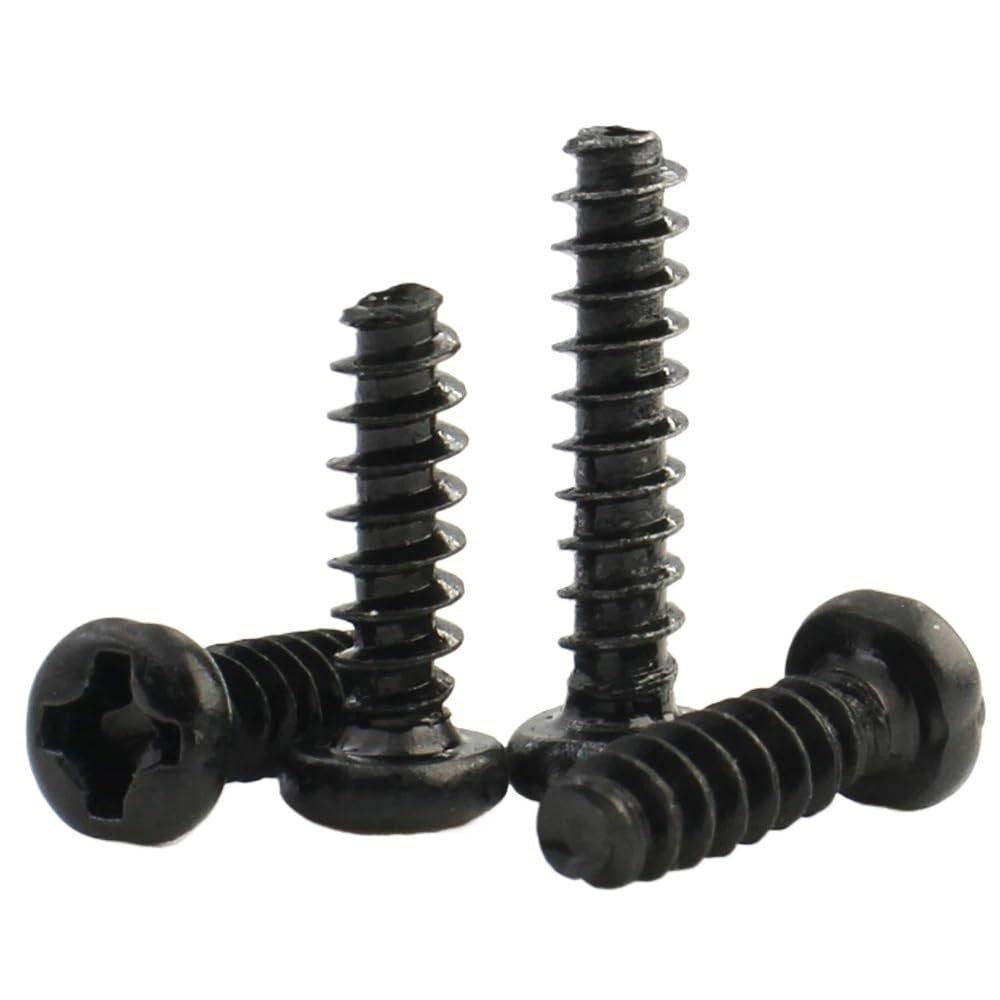 FJQFHH Self Tapping Screws Metal， Self-tapping Screw 100PC Black Carbon Steel Cross Recessed Pan Head(8MM,M3 (100PC))