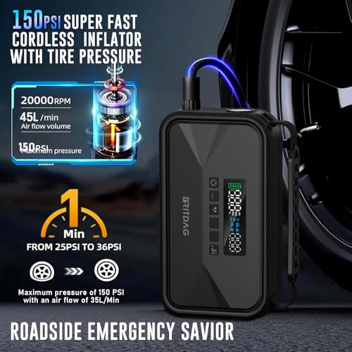Portable Jump Starter with 150PSI Compressor