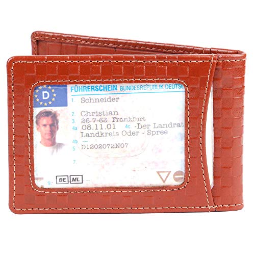 Image of Brooklyn Bridge Real Leather Money Clip Wallet for Men - Slim Front Pocket Bifold Credit Card Holder for Men with Gift Box (Chess Brown 2)