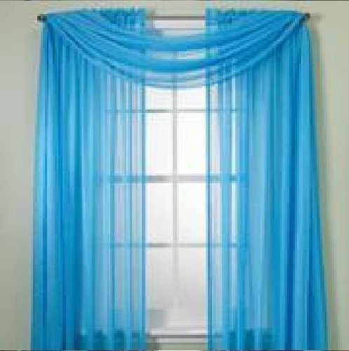 MONAGIFTS 2 PANELS BRIGHT TURQUOISE Sheer Voile Window Panel curtains 59