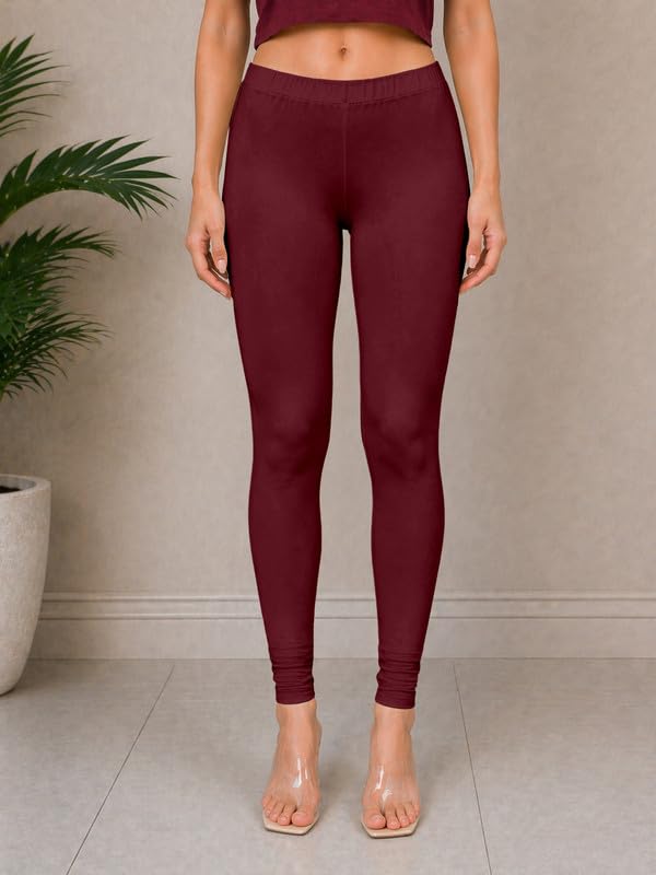 Image of TRENDMALLS Women's Microfiber Elastane Stretch Soft Churidar Length Leggings with Ultrasoft Waistband