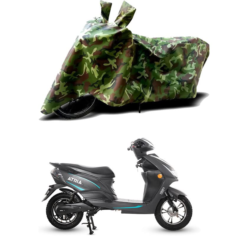 Image of 100% Water Resistant Bike Scooty Two Wheeler Body Cover Compatible for Hero Electric Atria LX BS6 /UV-Rays /Heat Protection /Birds Dropping /Scratchproof /Dust Proof /Waterproof /All [Green MJ]