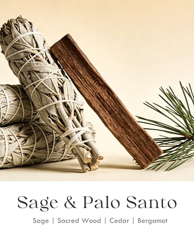 Image of AOOVOO 2 Pack Sage & Palo Santo Candles for Cleansing - 3 Wick 12oz Large Scented Candle with Amethyst Crystals, Sage & Palo Santo Inside, Non-Toxic Soy Candles for Meditation Spiritual Healing Gift