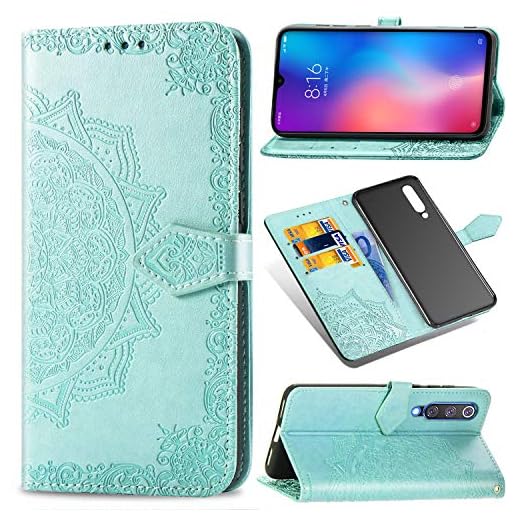 YYhin Cubierta para Funda Xiaomi Mi 9 SE/Xiaomi Mi9 SE, Funda de Cuero Mandala en Relieve, Funda de Billetera Premium, Funda con Tapa abatible -SD/Vert