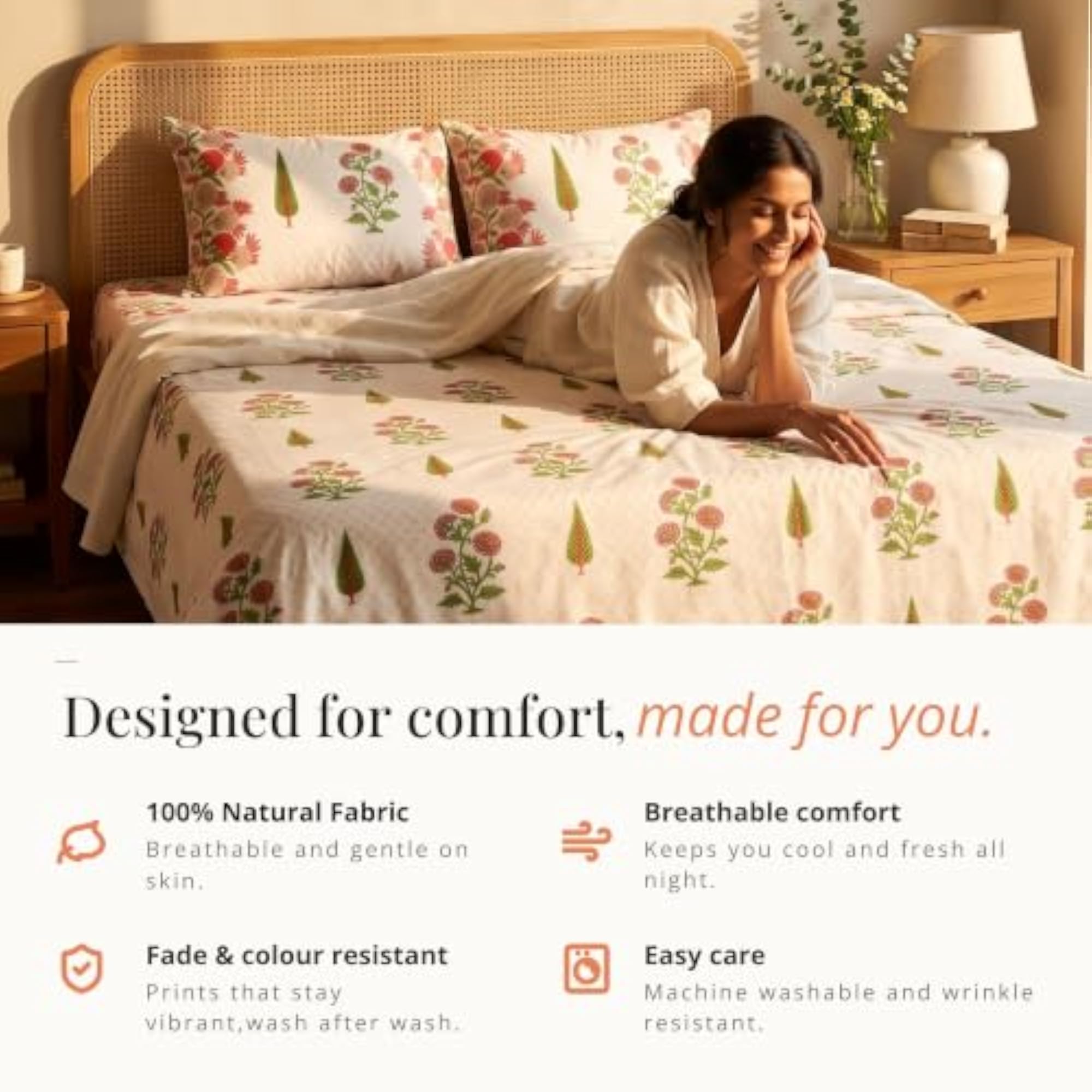 Floral Print Bedsheet for Double Bed King Size