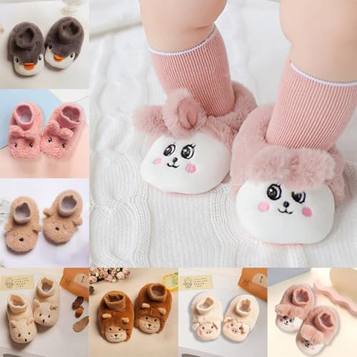 Newborn Baby Fuzzy Sock Shoes Boys Girls First Walking Non-Slip Shoes Cute Animal Fall Winter Warm Soft Sneakers2