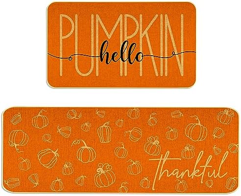 Amazon.com: ARTUFAN Orange Hello Pumpkin Fall Kitchen Mats Set of 2 ...