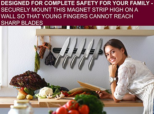 Sumpri Magnetic Knife Holder (15 Inch X Set Of 4) Magnetic Knife Strip -Strong Powerful Knife Rack Storage Display Organizer-Securely Hang Your Knives On A Multipurpose Kitchen Bar-Safe, Easy Install #TOP2