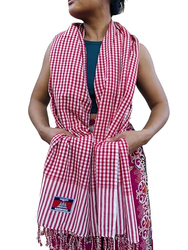 Kroma | Green and White | Cambodian Scarf | Traditional Khmer Scarf to Protect from Sun, Dust, Cold