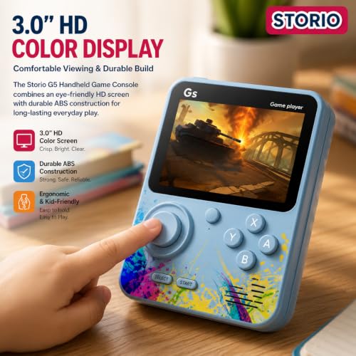 Image of Storio G5 Handheld Game Console for Kids | Retro Gaming Device with 3.0 Inch HD Screen | 500 Built-in Classic Games | AV Output | Portable Video Game Player for Boys & Girls | Multicolour