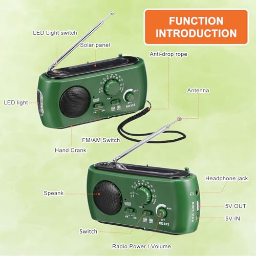 Radio de emergencia familiar para apagones con jack de audio 3