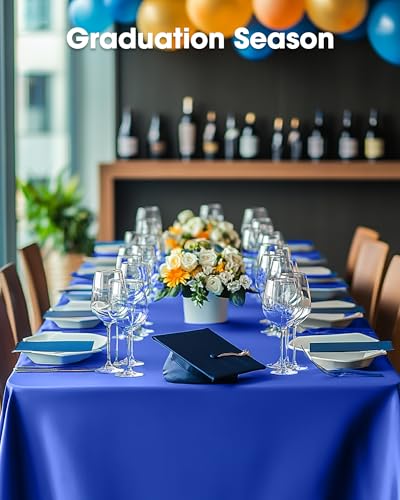 Image of Pureegg Table Cloth - 8 Packs, Disposable Table Cloth for Retangle Table, 54 inch inchx108 inch inch Decorative Plastic Tablecloth for Parties, Picnics, Camping, Waterproof & Stain-Resistant, Blue, US12200