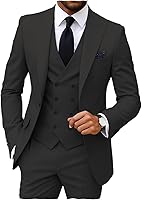 MoranX Men's Regular Fit 3-Piece Double Breasted Suit - Blazer Vest Pants for Wedding Grooms & Formal Events