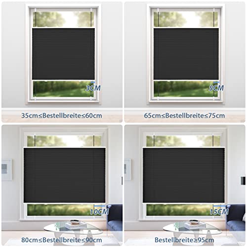 Sanfree Plissee Klemmfix Plisseerollo ohne Bohren Schwarz B90 x H120cm inkl. Klemmträger Blickdicht und lichtdurchlässig Jalousie Faltrollo… – Ansicht 6